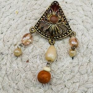 Gold With Beads Brooch